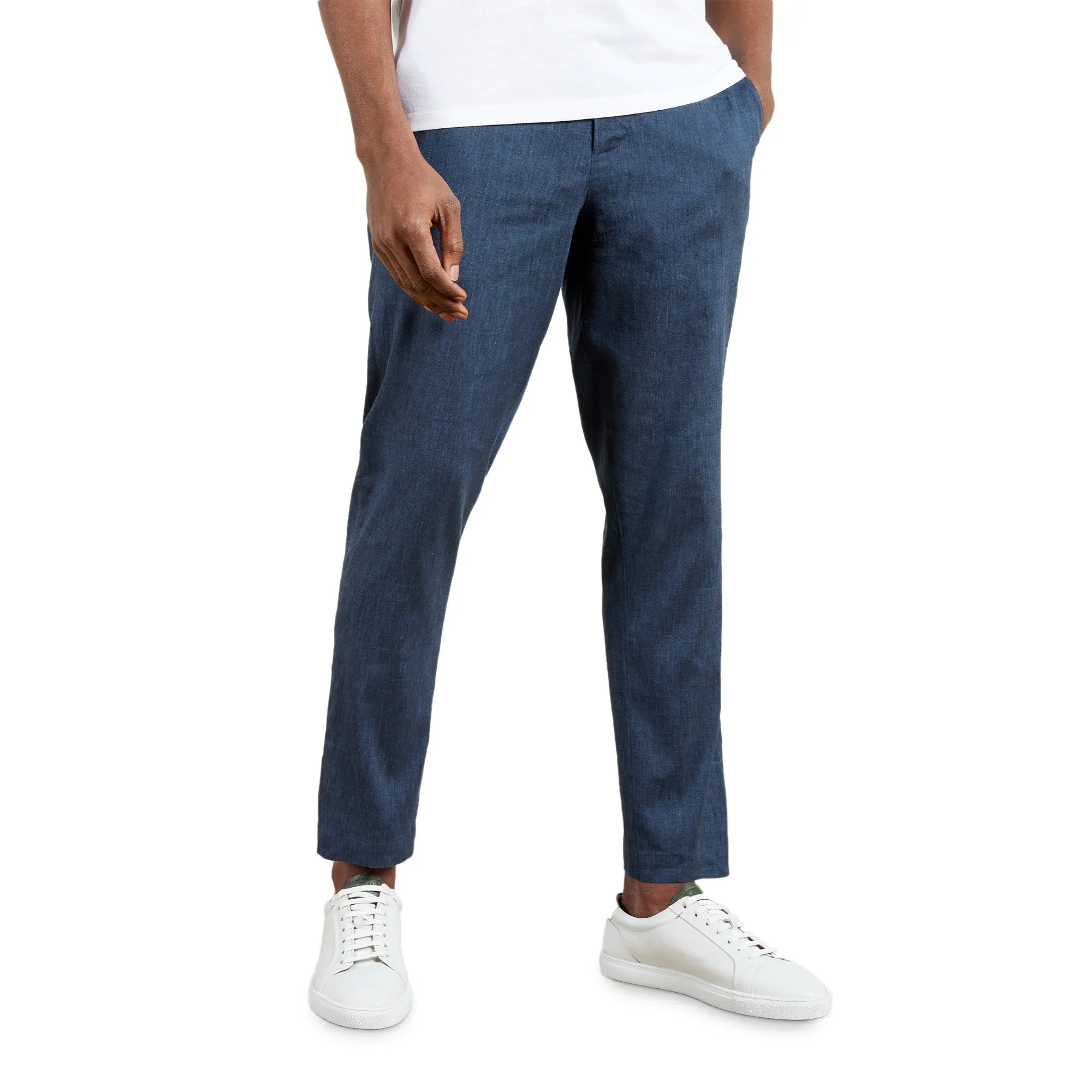 Men Mmt-Yucctro-Linen Blend Drawstring Trouser - Navy