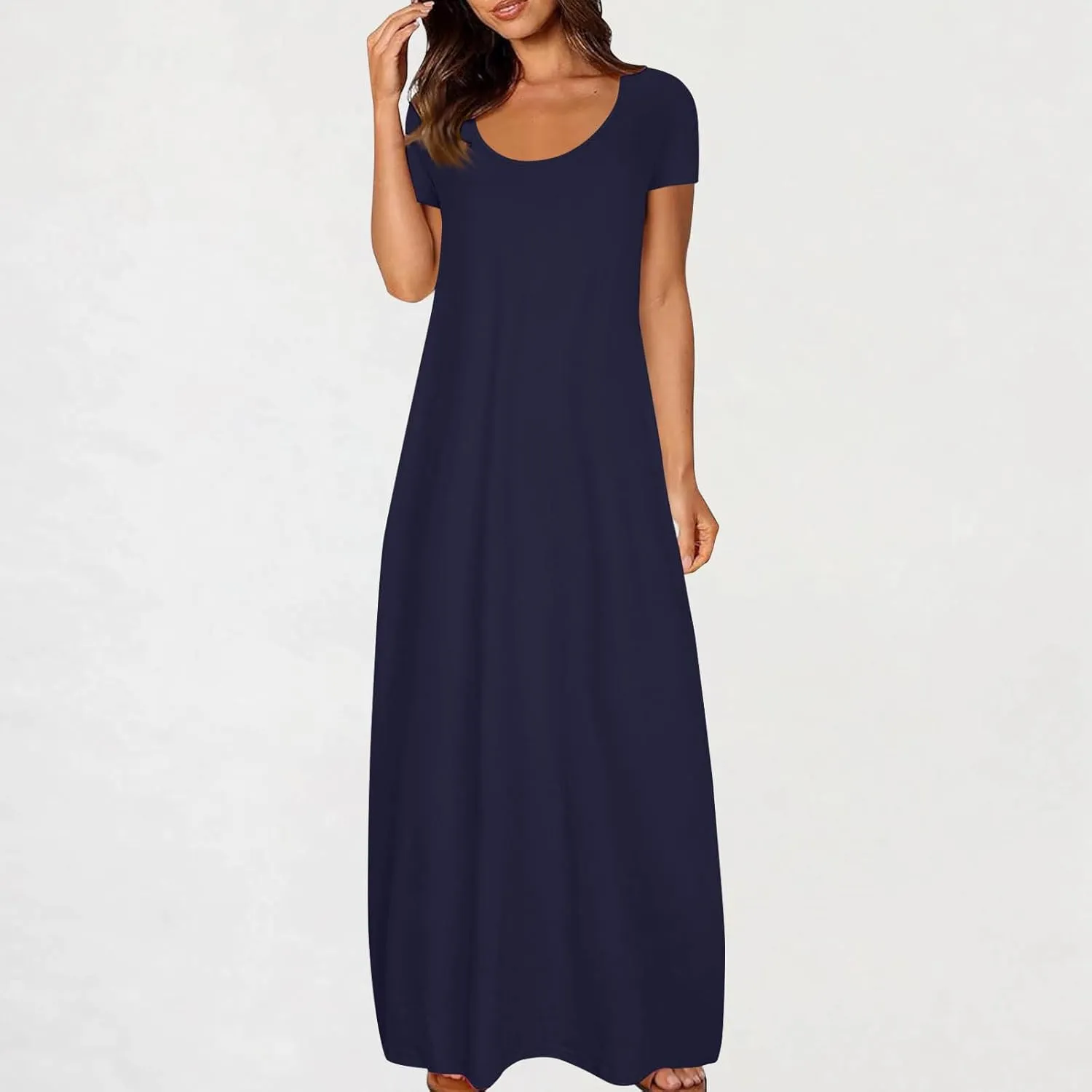 Midi Dresses for Women Casual Ruffle Summer Maxi Dress 2025 Vacation Boho Beach Sundresses Flowy Long Dress Pockets