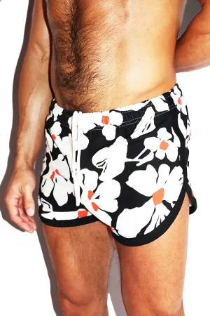 Newport Floral Running Shorts- Black