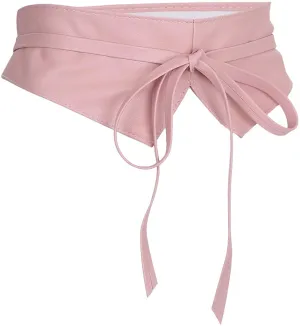 Obi Style  Pink Leather Cinch Waistband Belt