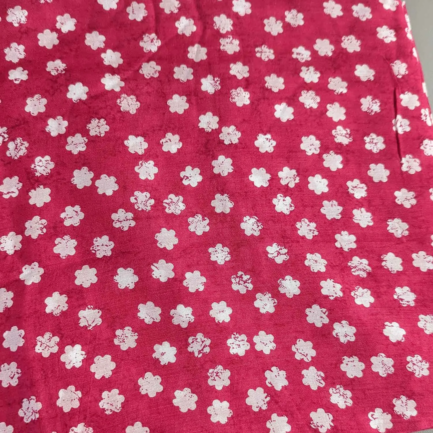 Precut Of Dark Pink Motifs Muslin Silk Fabric