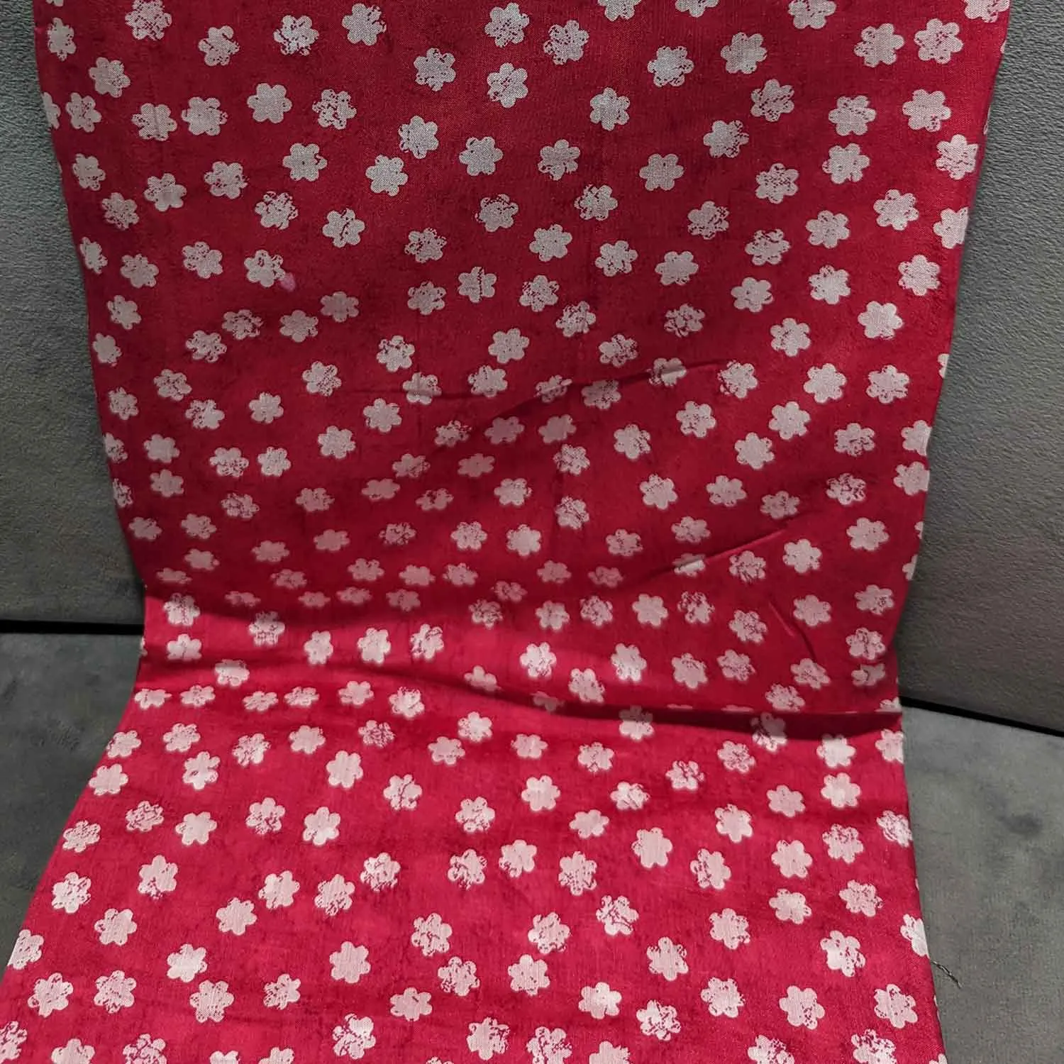 Precut Of Dark Pink Motifs Muslin Silk Fabric