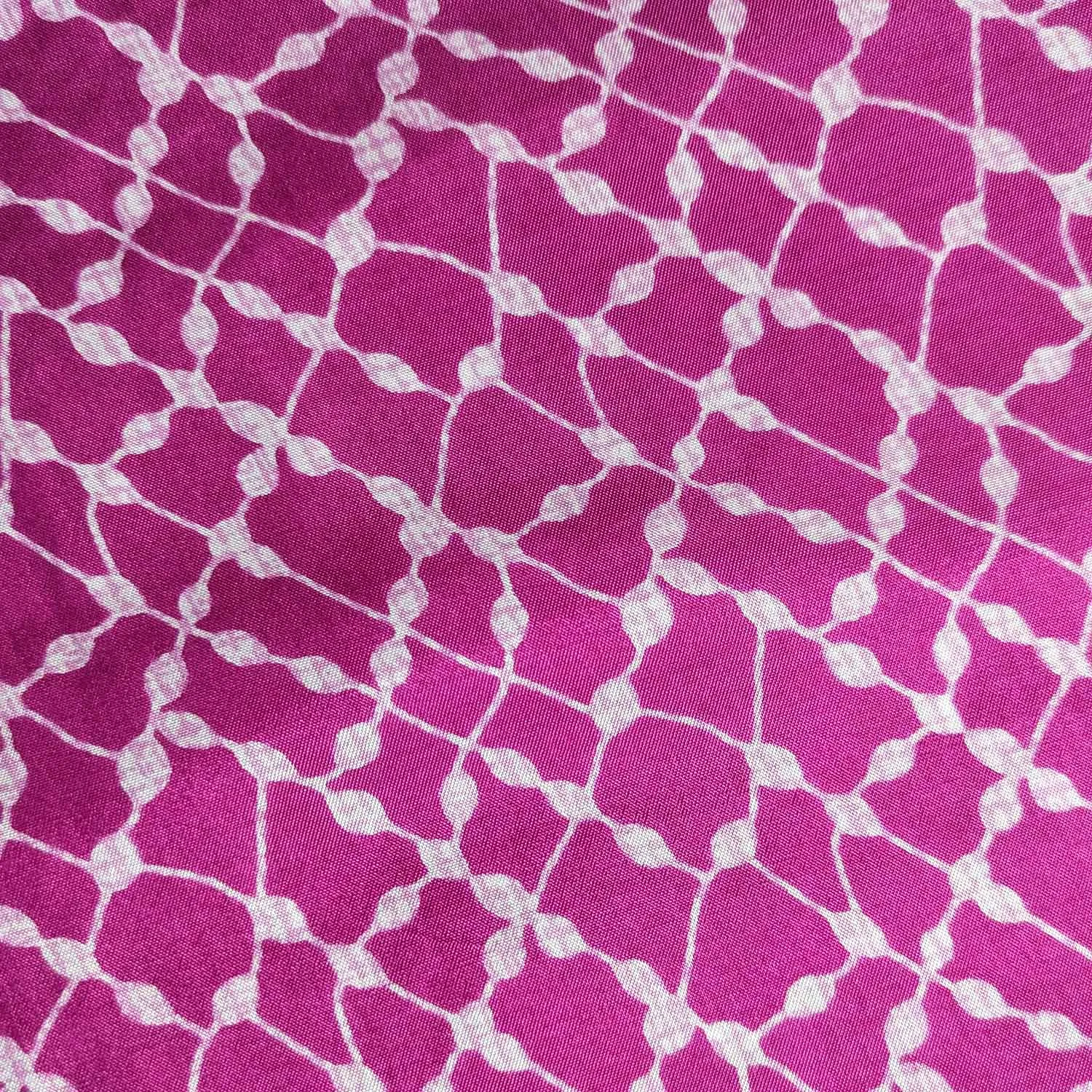 Precut Of Purple & White Checks Muslin Silk Fabric