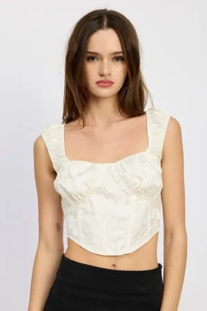 Puff Sleeve White Corset Style Top