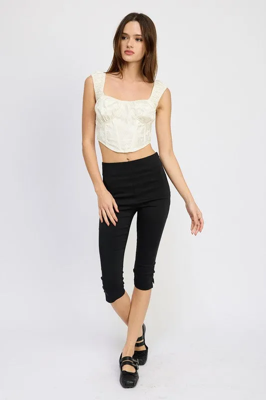 Puff Sleeve White Corset Style Top