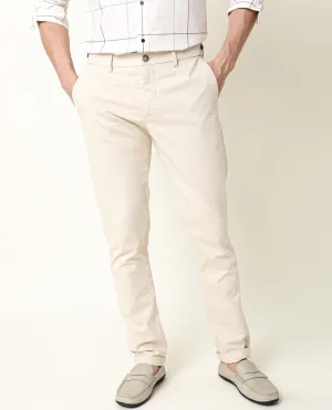 Rare Rabbit Men's Trews-22 Beige Solid Mid-Rise Regular Fit Trouser