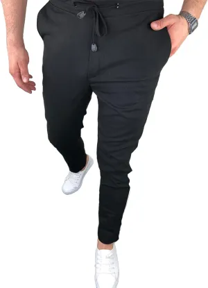 Rela Bota Mens Fashion Striped Pants Casual Dress Chino Elastic Drawstring Slim Fit Trousers Comfy Sweatpants