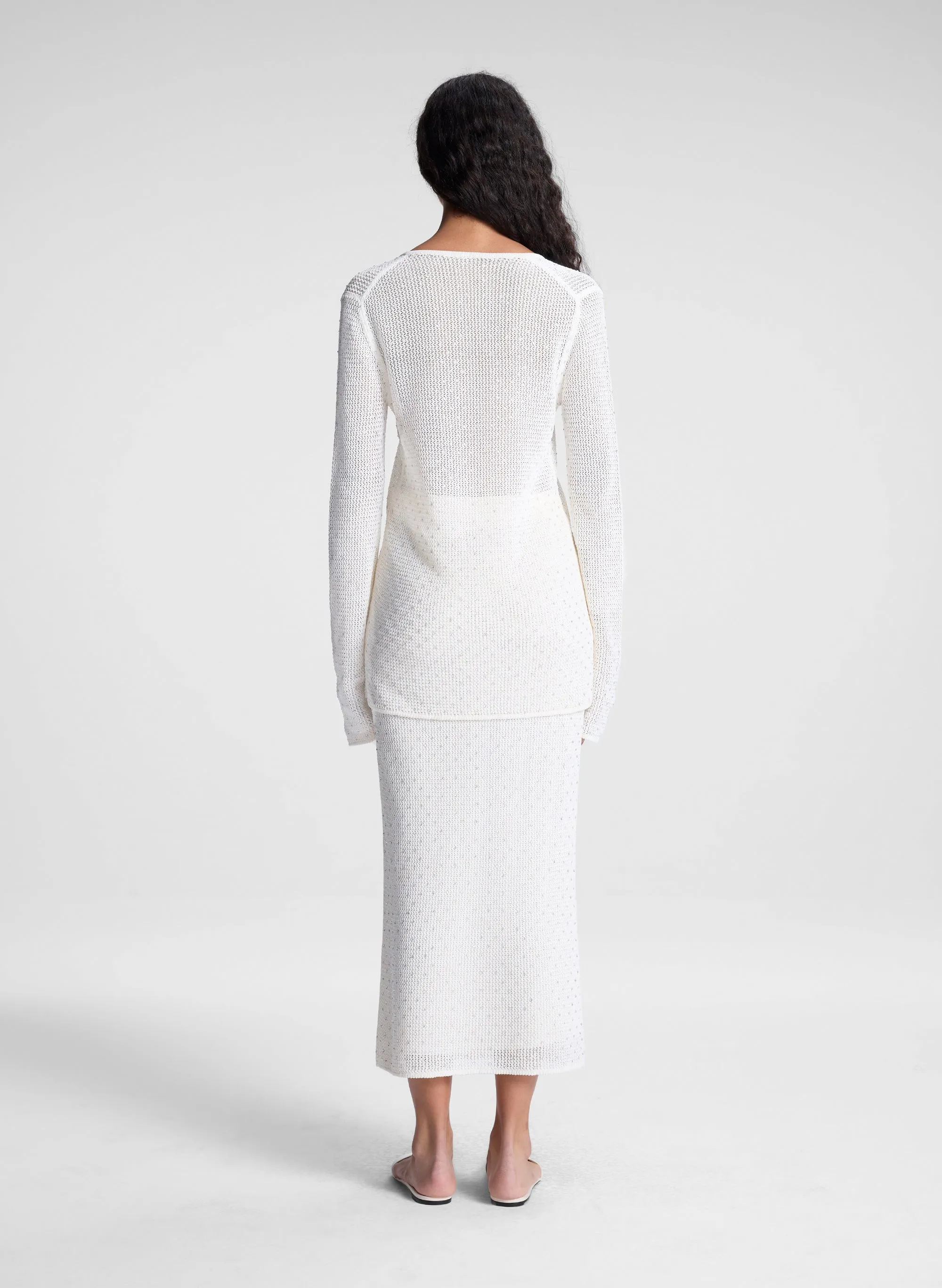 Rina Knit Embellished Midi Skirt