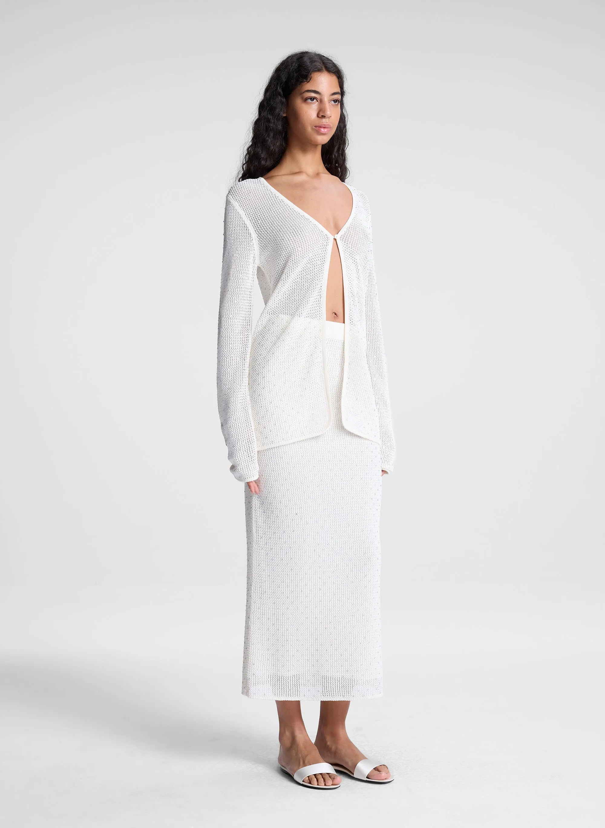 Rina Knit Embellished Midi Skirt