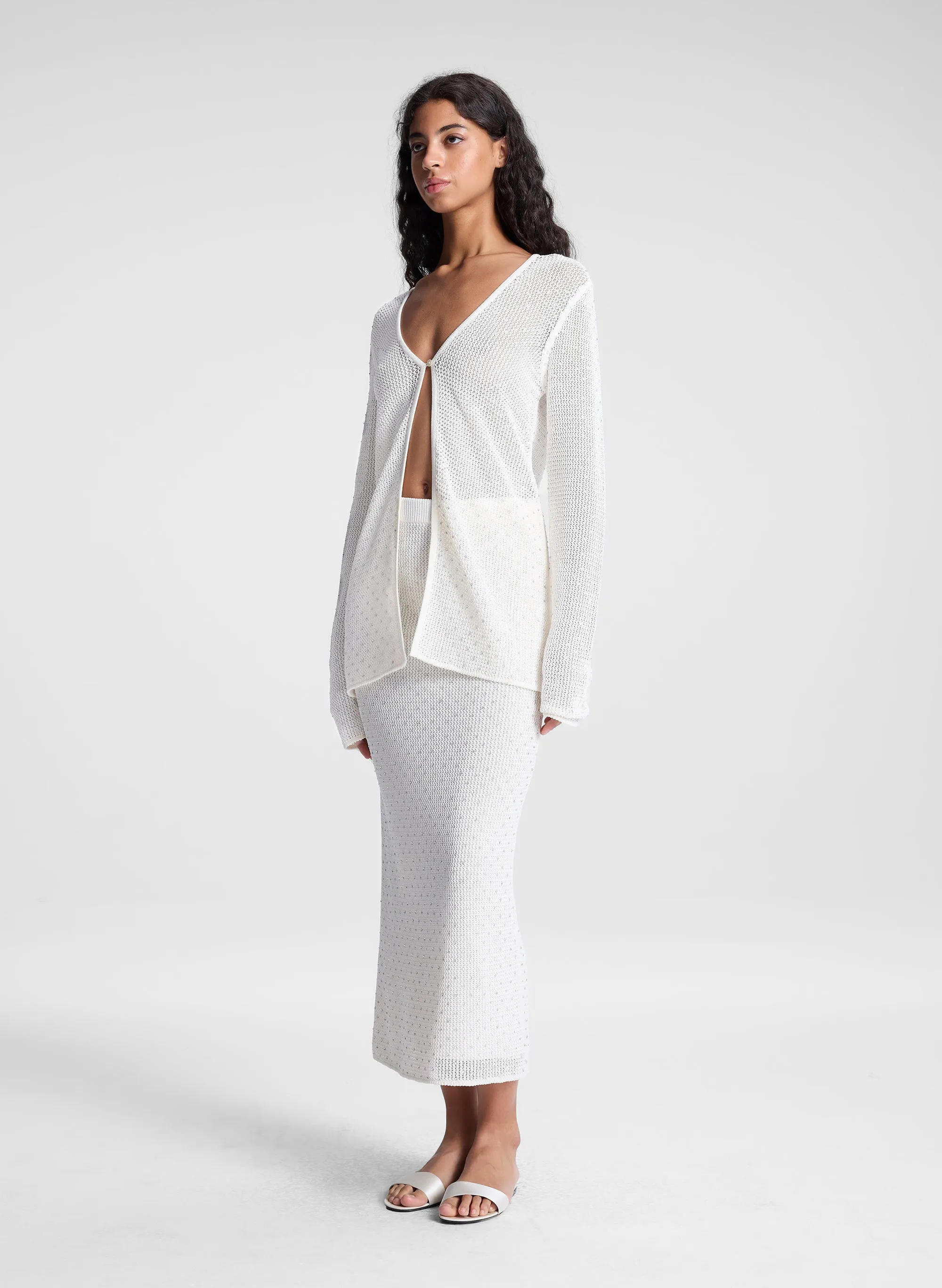 Rina Knit Embellished Midi Skirt