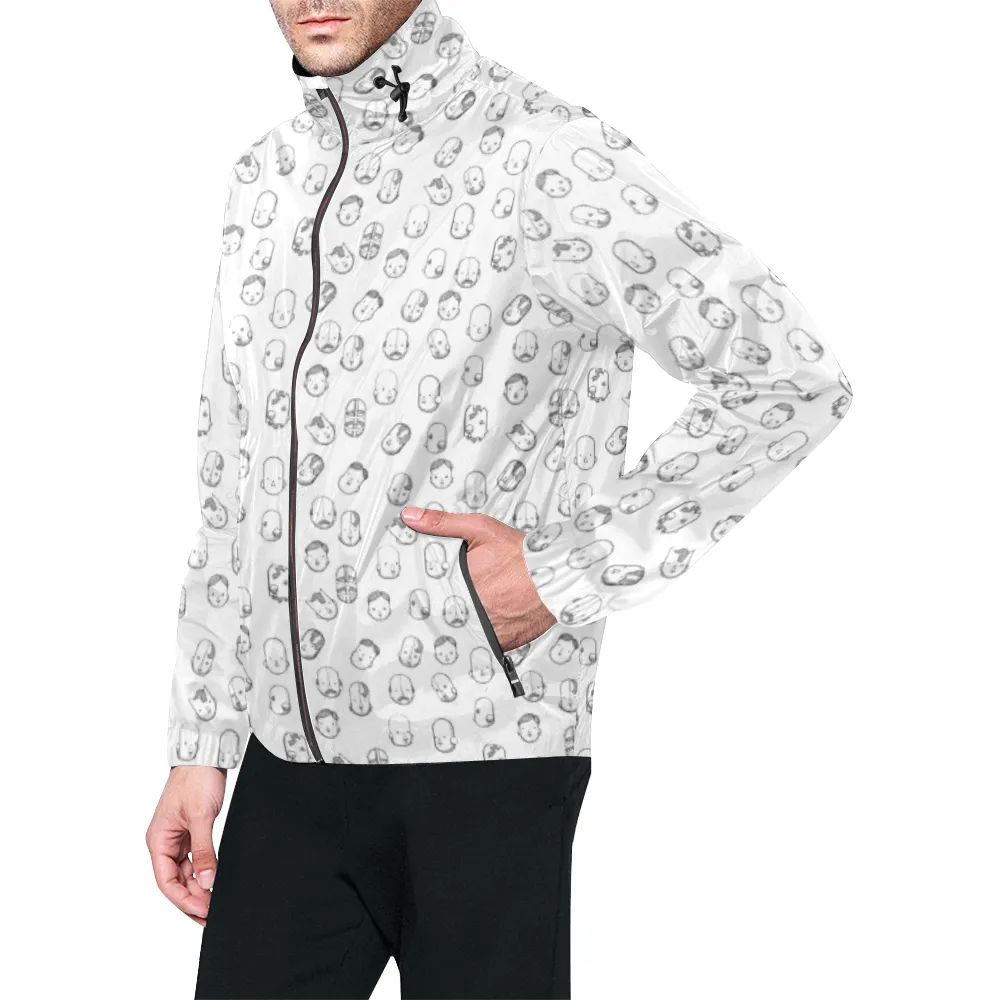 Robot Heads Pattern Windbreaker Zipper Hoodie