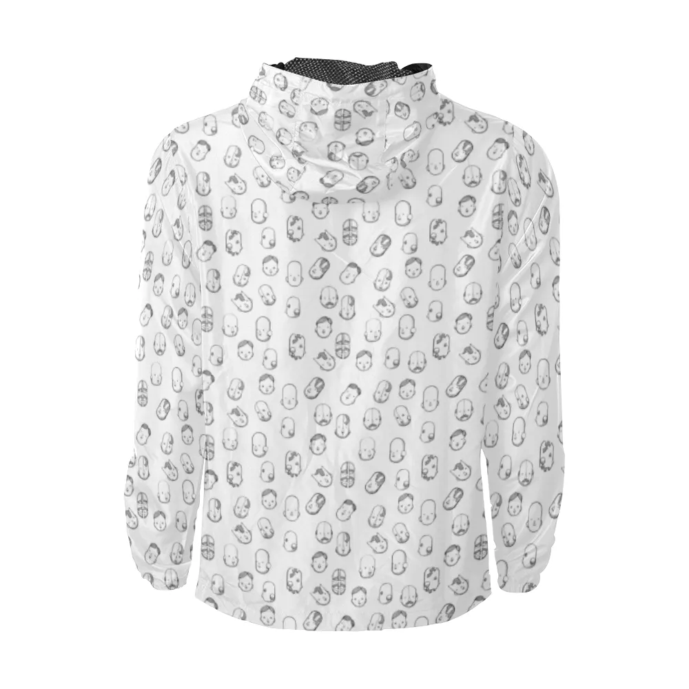 Robot Heads Pattern Windbreaker Zipper Hoodie