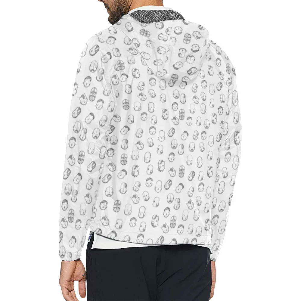 Robot Heads Pattern Windbreaker Zipper Hoodie