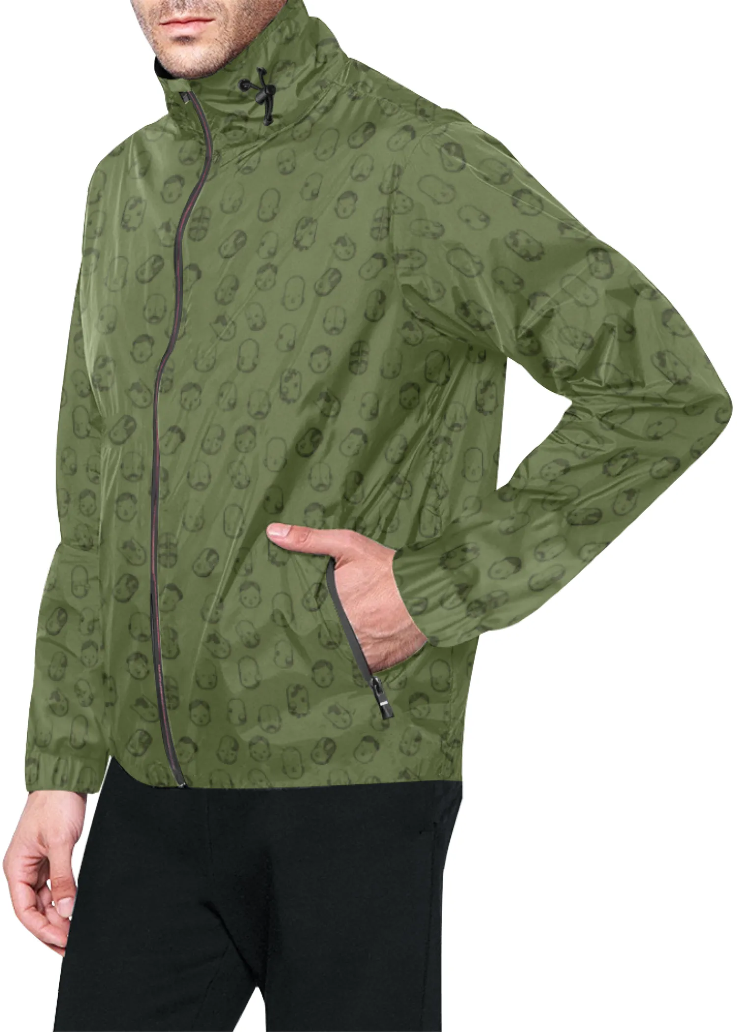 Robot Heads Pattern Windbreaker Zipper Hoodie