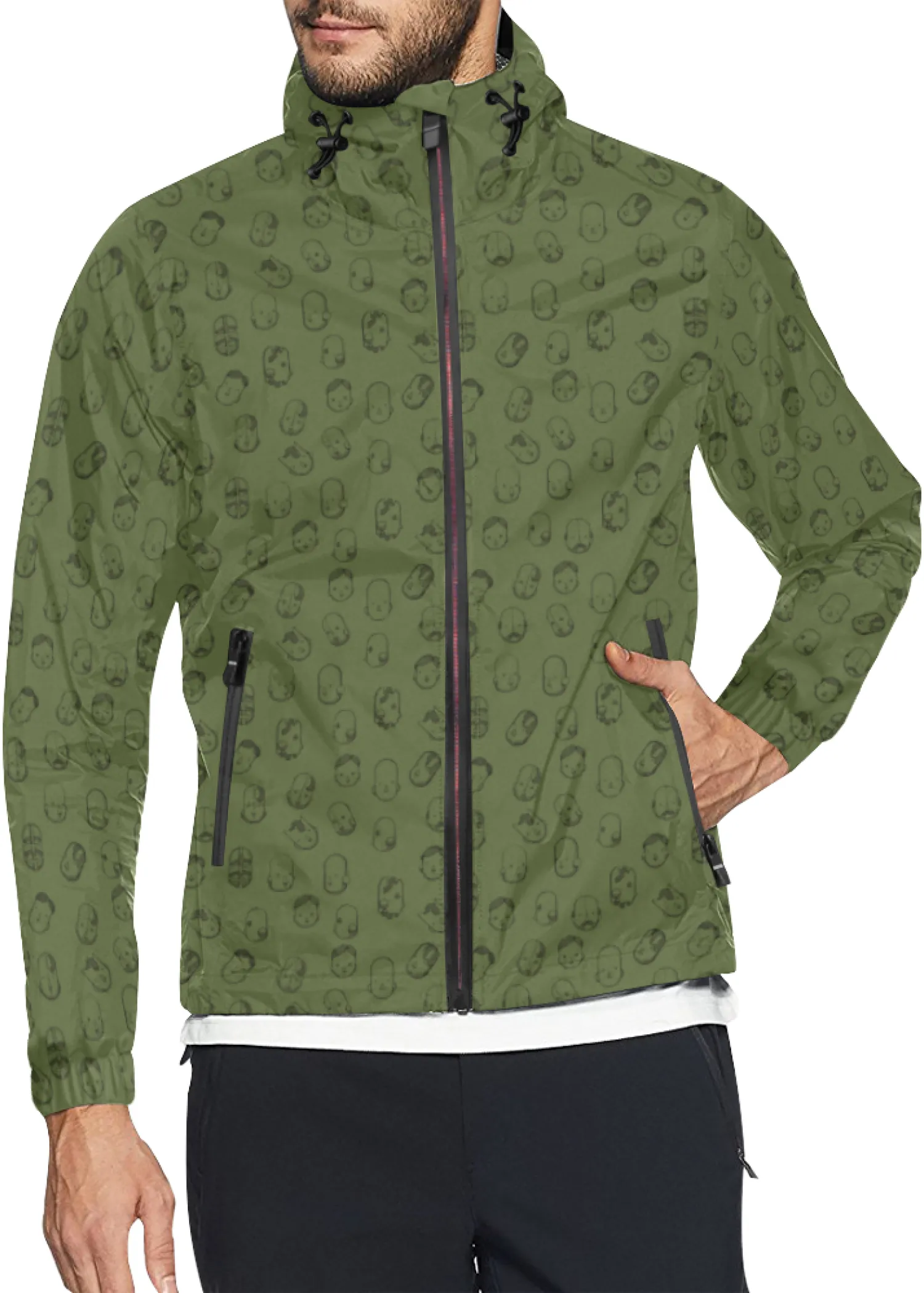Robot Heads Pattern Windbreaker Zipper Hoodie