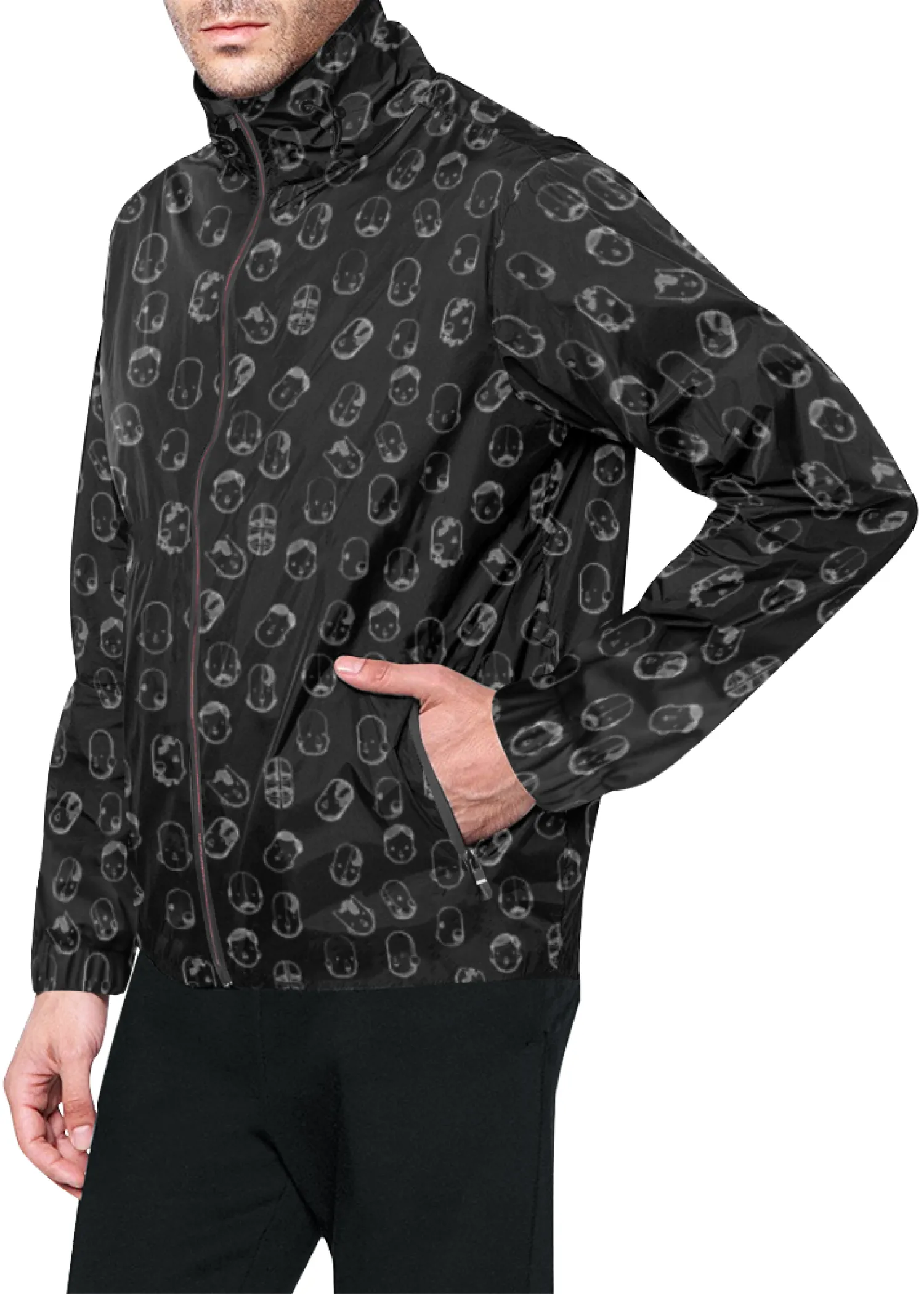 Robot Heads Pattern Windbreaker Zipper Hoodie