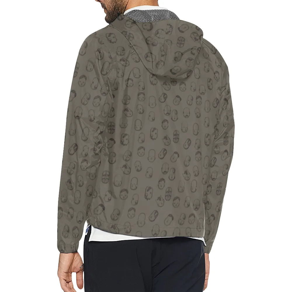 Robot Heads Pattern Windbreaker Zipper Hoodie