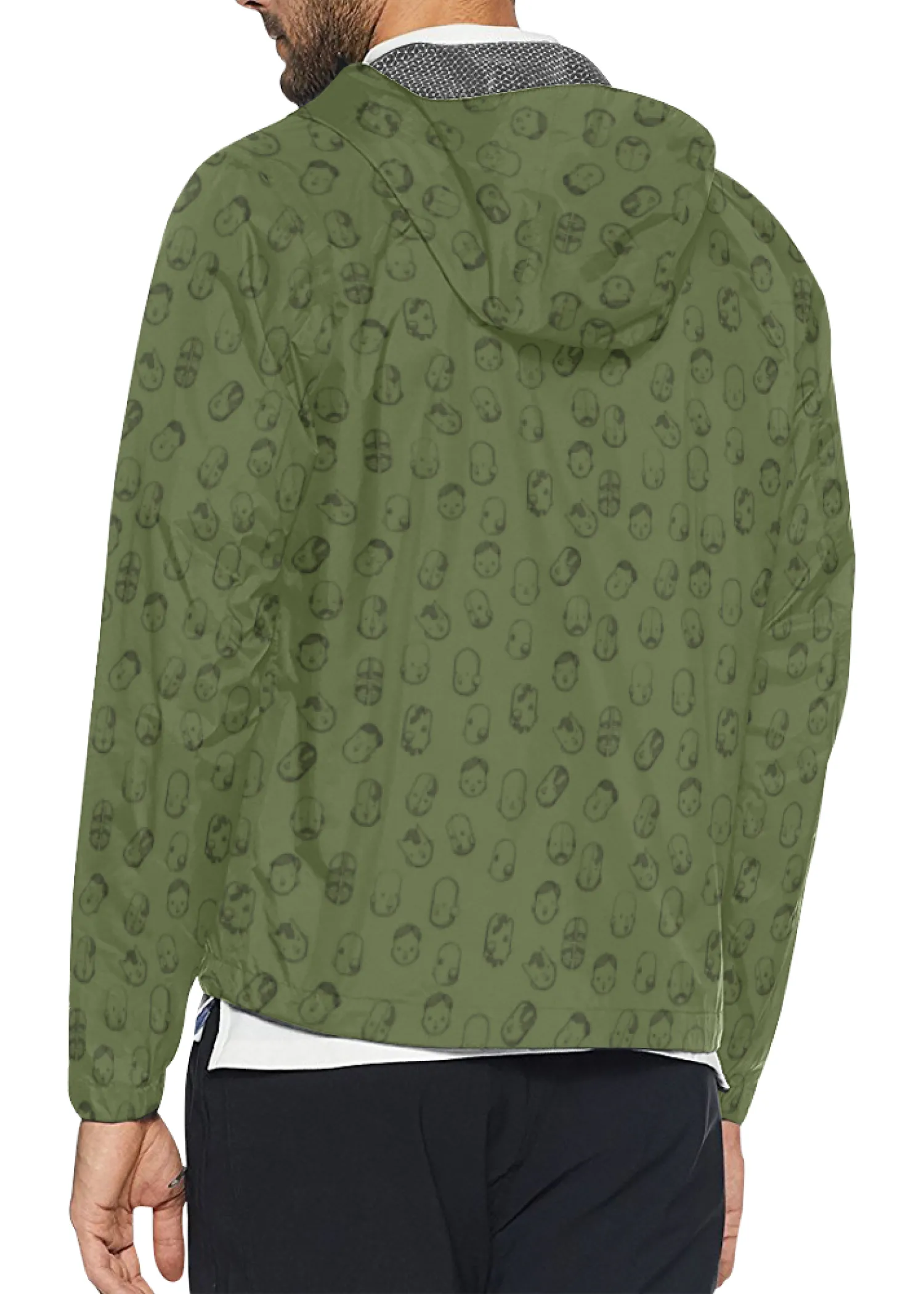 Robot Heads Pattern Windbreaker Zipper Hoodie