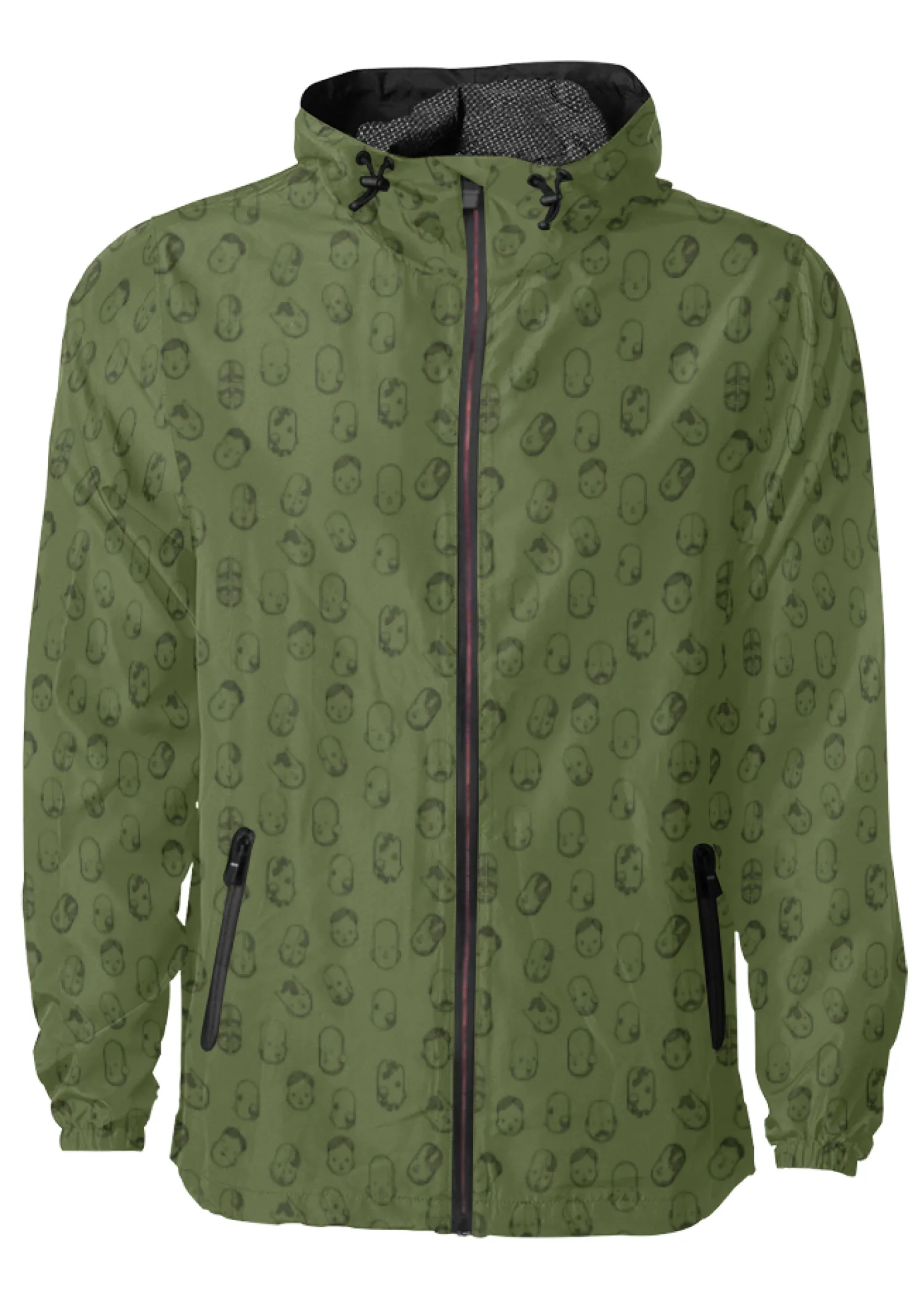 Robot Heads Pattern Windbreaker Zipper Hoodie