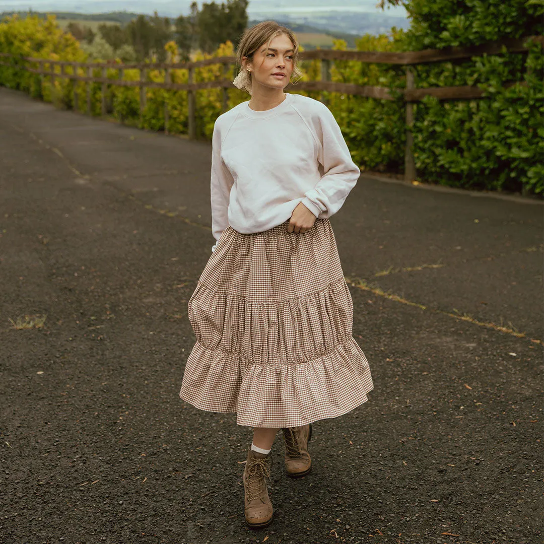 Salinas Skirt, Brown Gingham