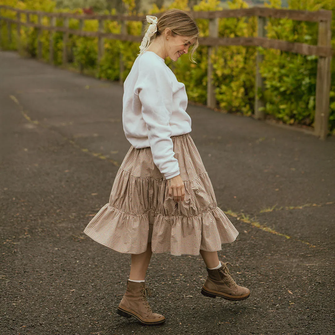 Salinas Skirt, Brown Gingham