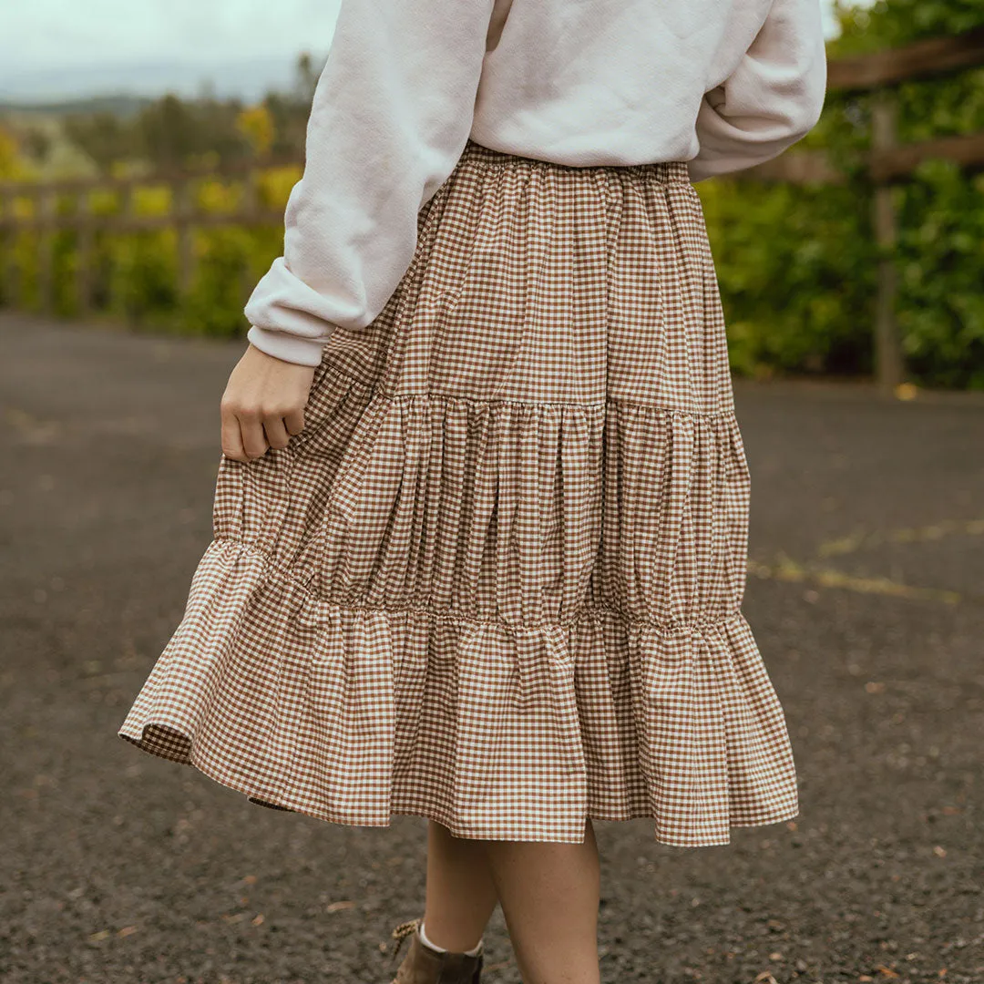 Salinas Skirt, Brown Gingham