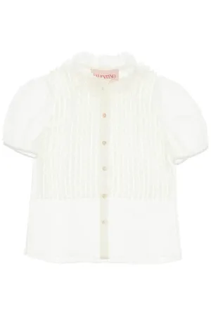 Silk Chiffon Blouse with Lace Ruffles