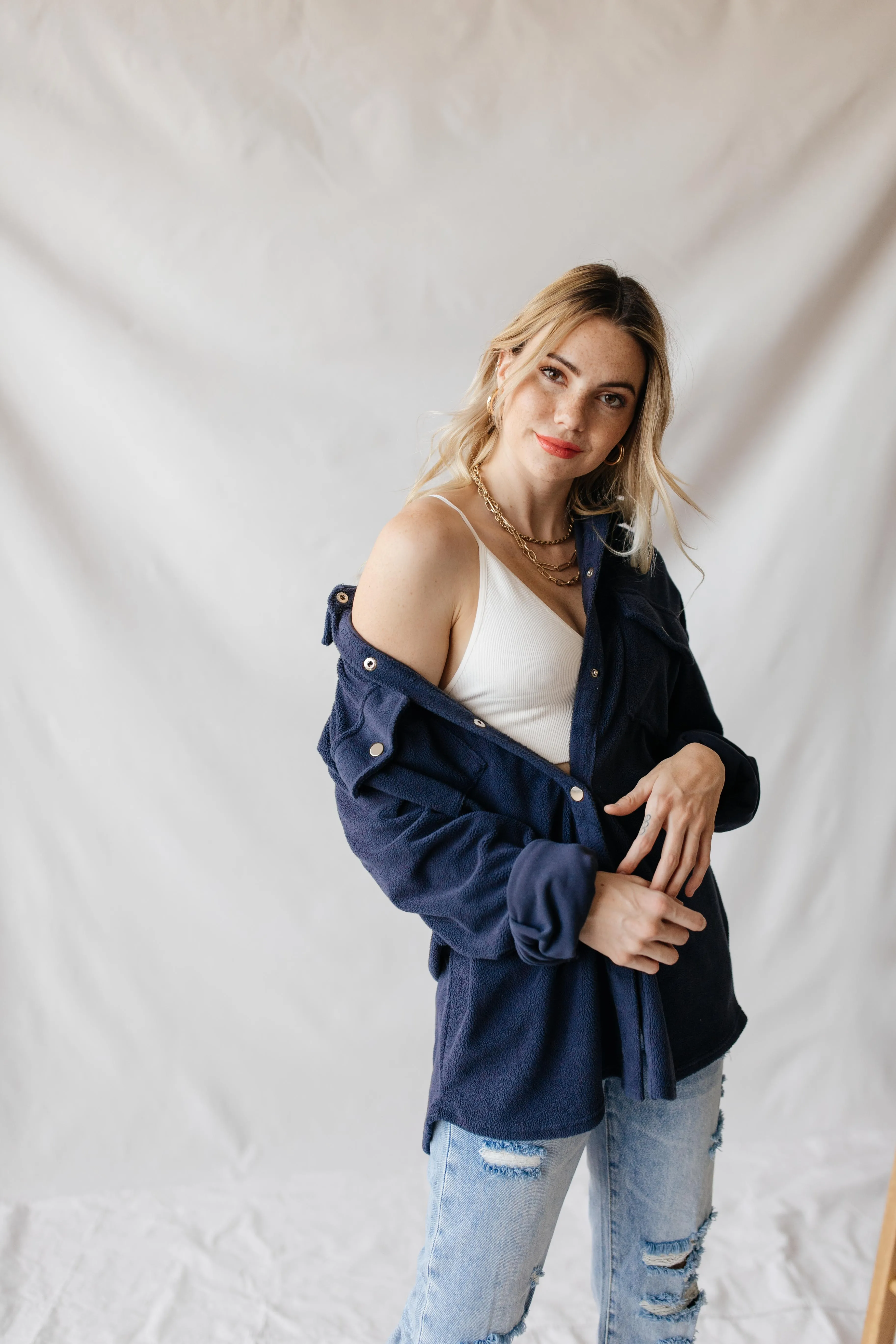 Soft Teddy Button Up Top