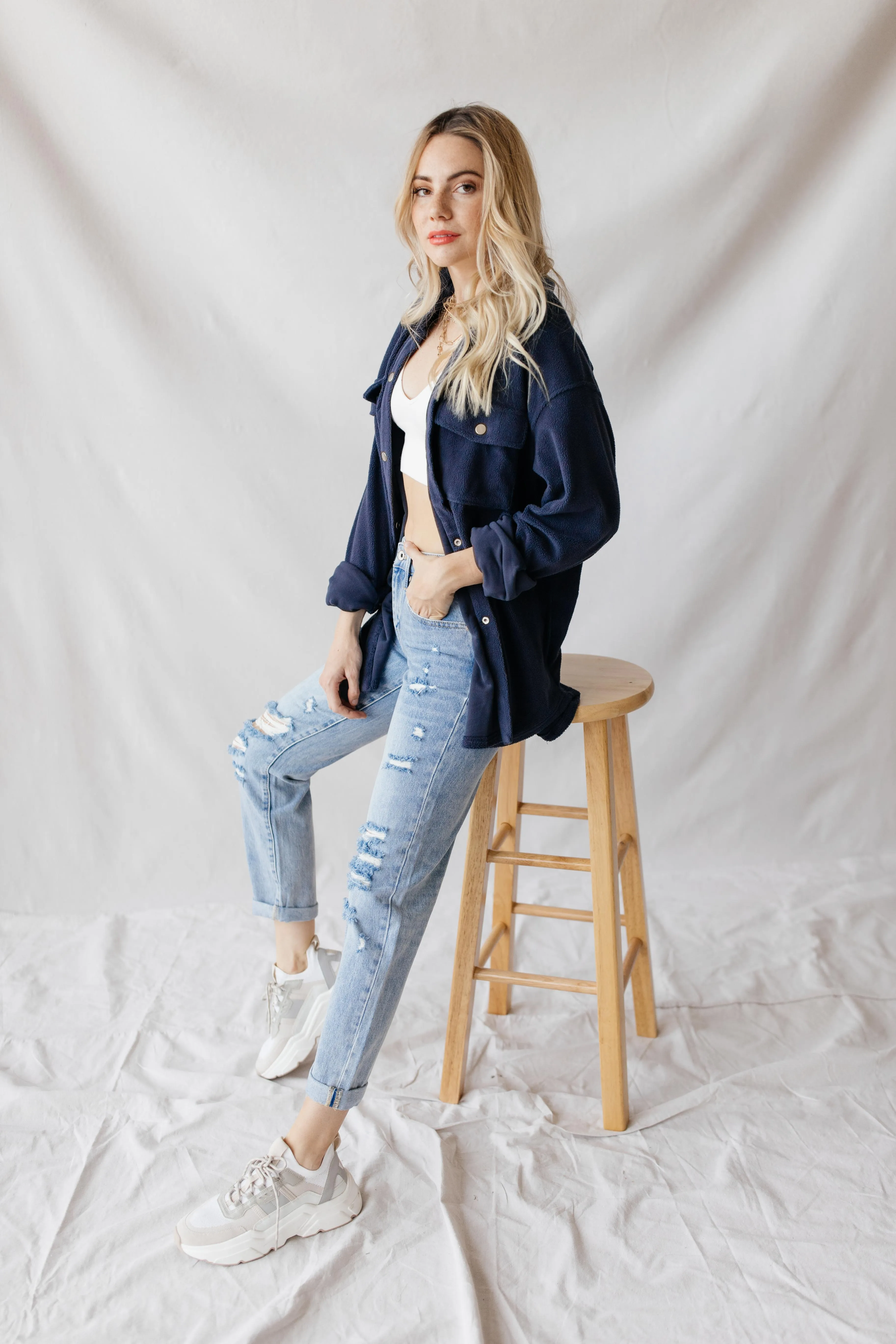 Soft Teddy Button Up Top