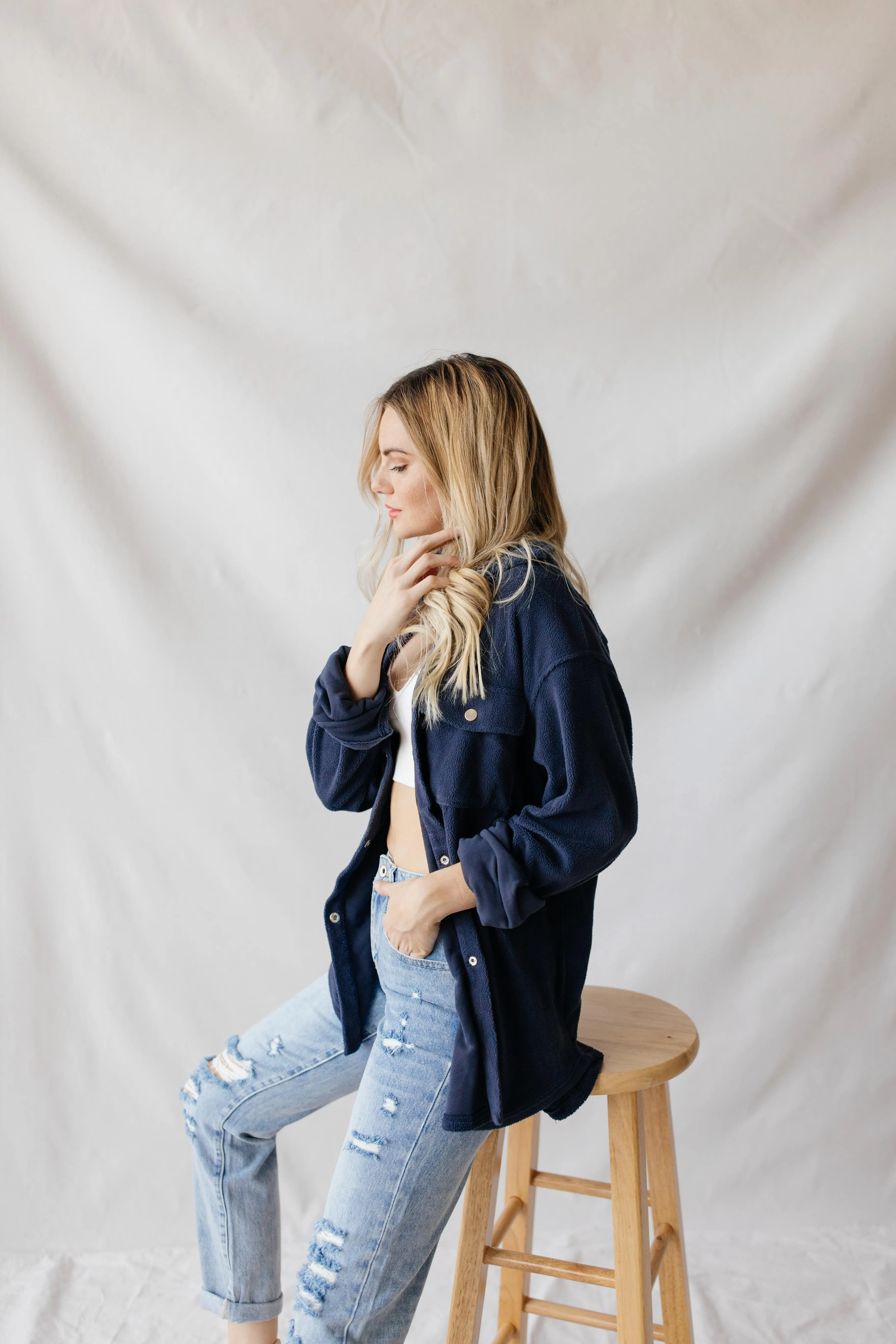 Soft Teddy Button Up Top
