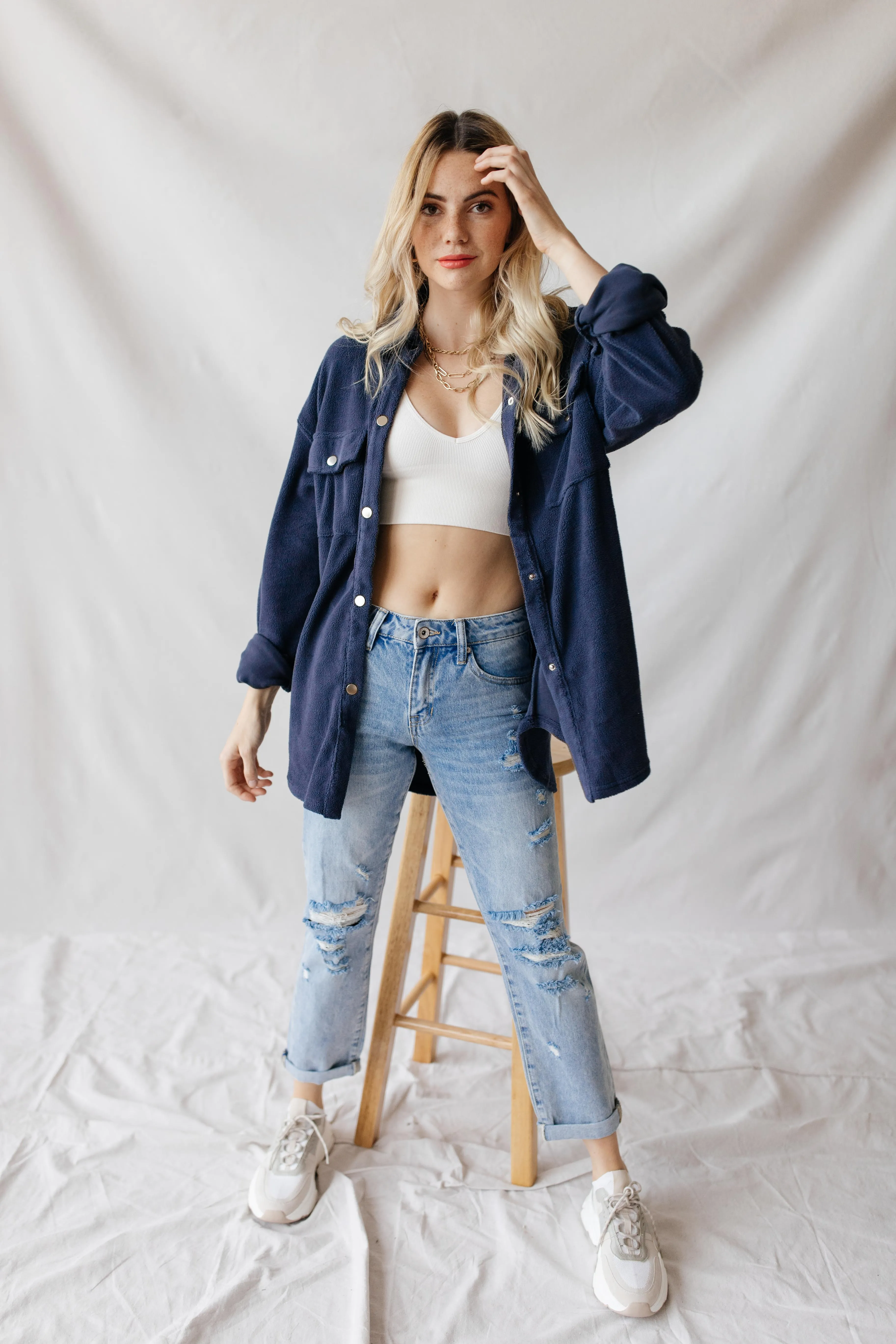 Soft Teddy Button Up Top