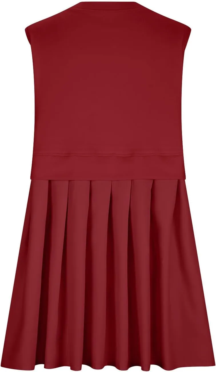 Summer Dresses for Women 2025 Casual Crew Neck Sleeveless Tank Mini Dress Color Block Ruffle Flowy Sundresses