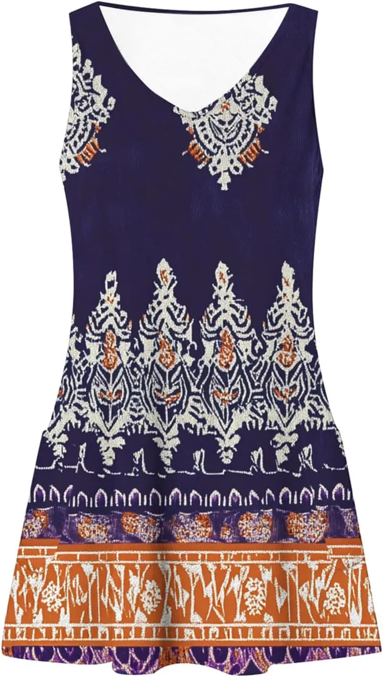 Summer Dresses for Women 2025 Short Vacation Boho Floral Sun Dress Casual Loose V Neck Sleeveless Tank Dress