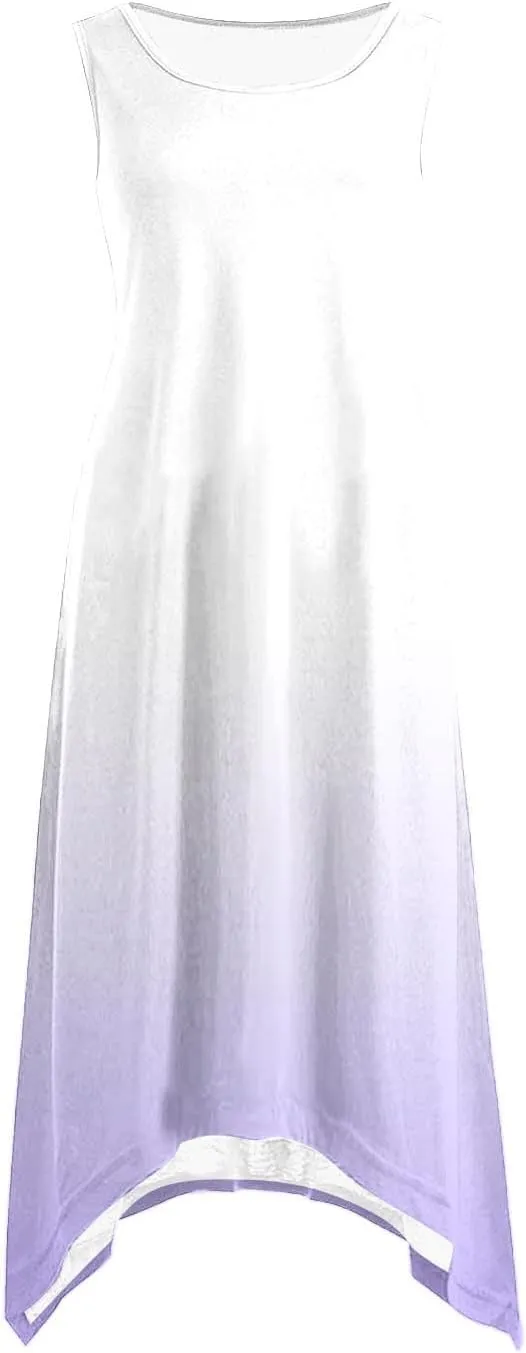 Summer Dresses for Women 2025 Vacation Boho Asymmetrical Maxi Dress Casual Loose Gradient Sleeveless A Line Dress