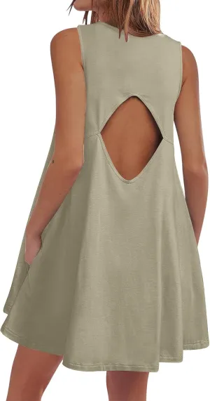 Summer Dresses for Women 2025 Vacation Boho Beach Backless Cover Up Ruffle Mini Dress Casual Loose Flowy Sun Dress