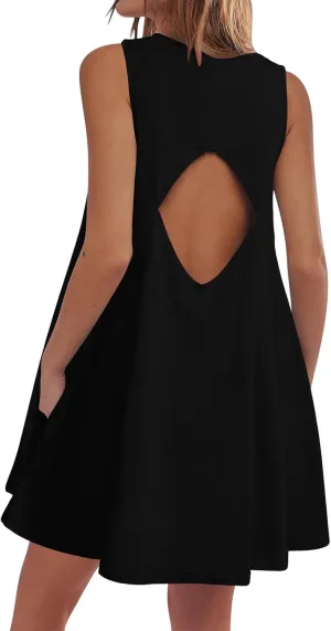 Summer Dresses for Women 2025 Vacation Boho Beach Backless Cover Up Ruffle Mini Dress Casual Loose Flowy Sun Dress