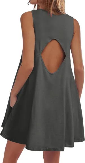 Summer Dresses for Women 2025 Vacation Boho Beach Backless Cover Up Ruffle Mini Dress Casual Loose Flowy Sun Dress