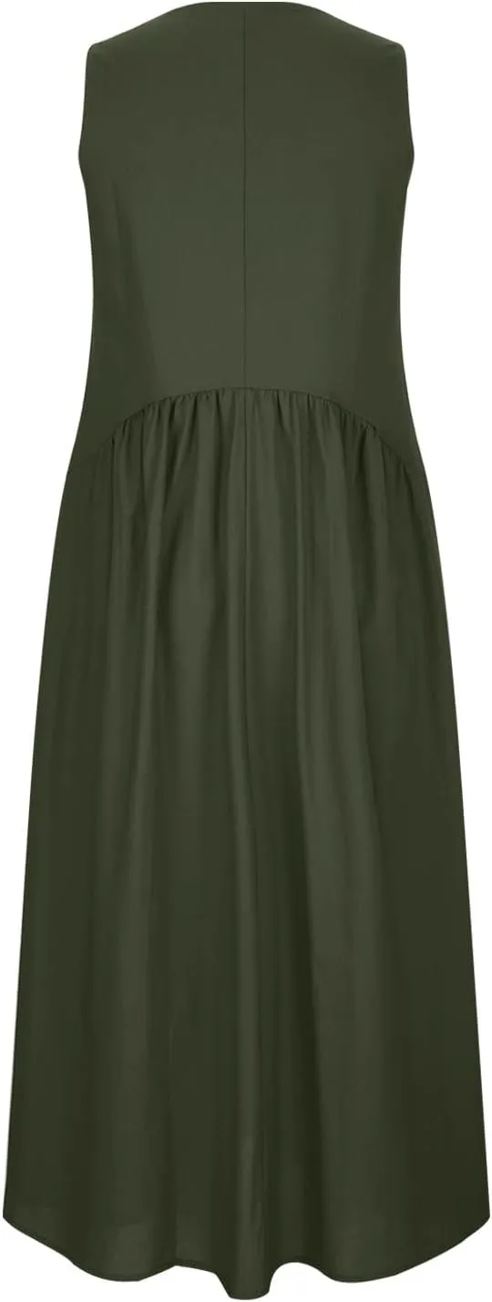 Sundresses for Women 2025 Summer Trendy V Neck Sleeveless Tank Dress Full Length Casual Long Maxi Linen Dress