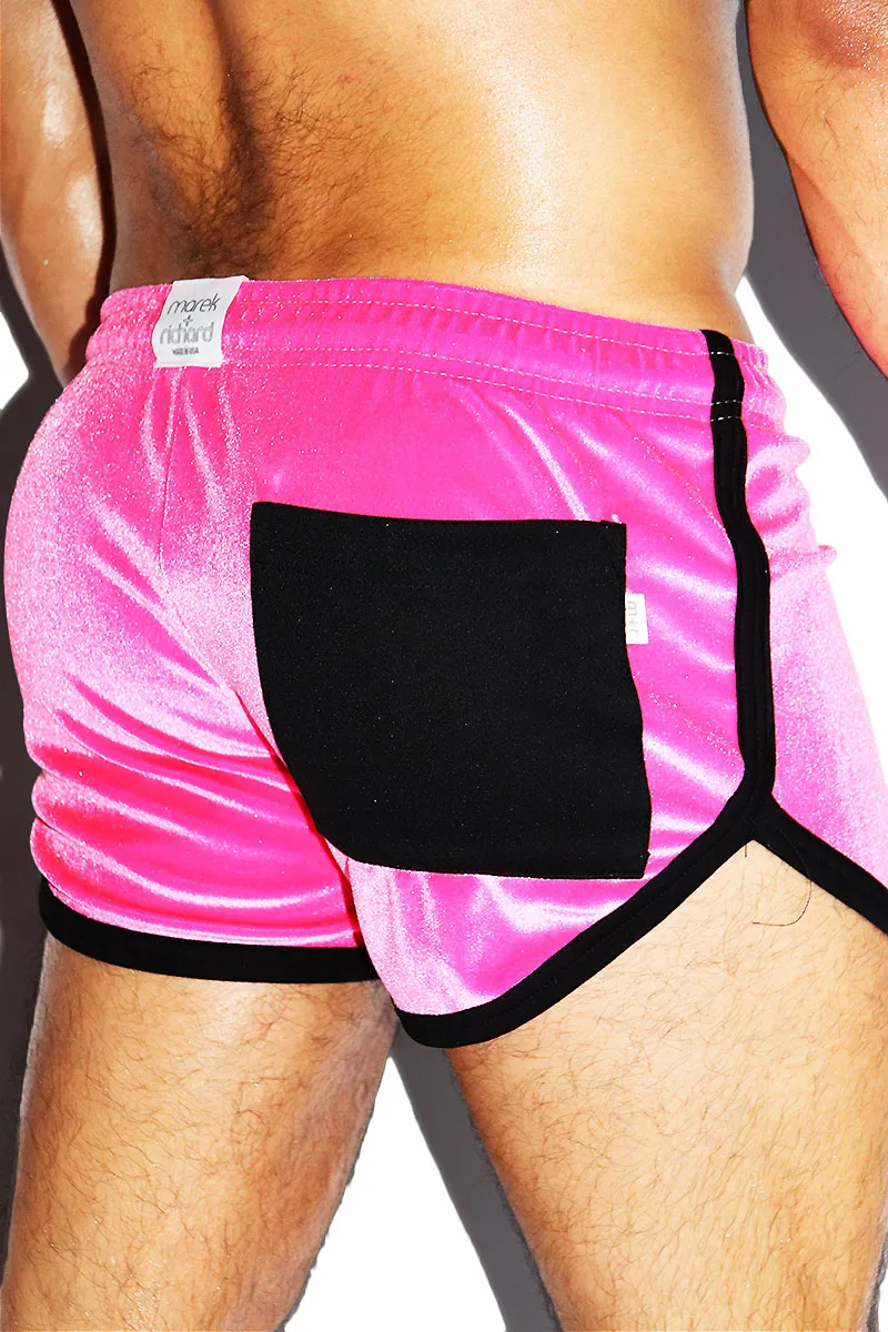 Velvet Running Shorts-Fuchsia