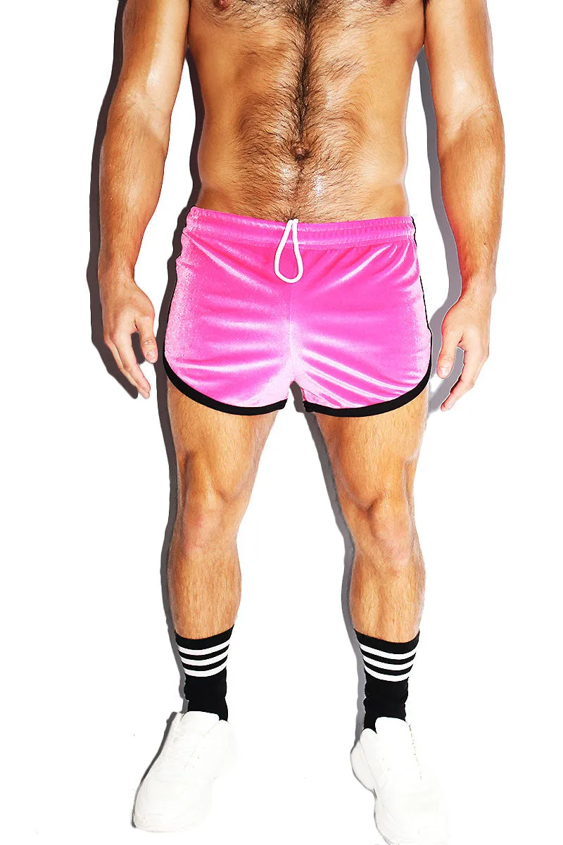 Velvet Running Shorts-Fuchsia