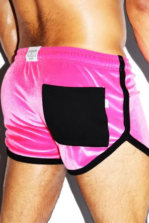Velvet Running Shorts-Fuchsia