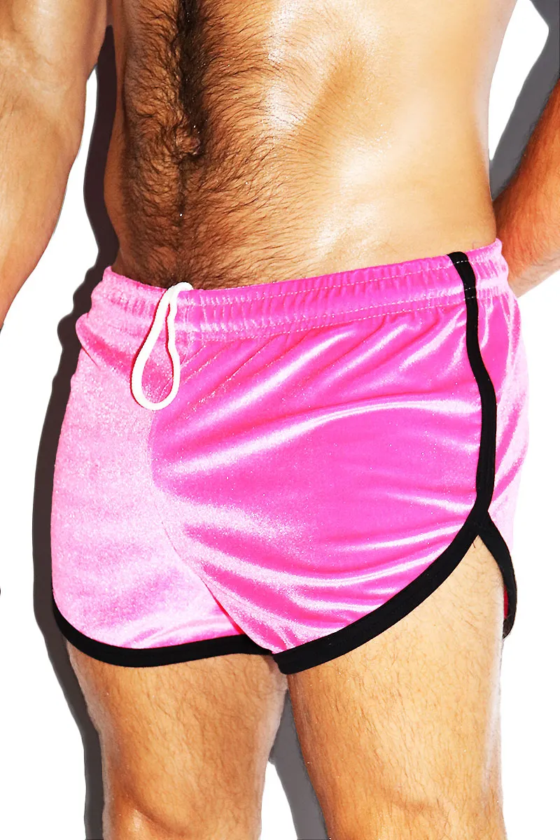 Velvet Running Shorts-Fuchsia
