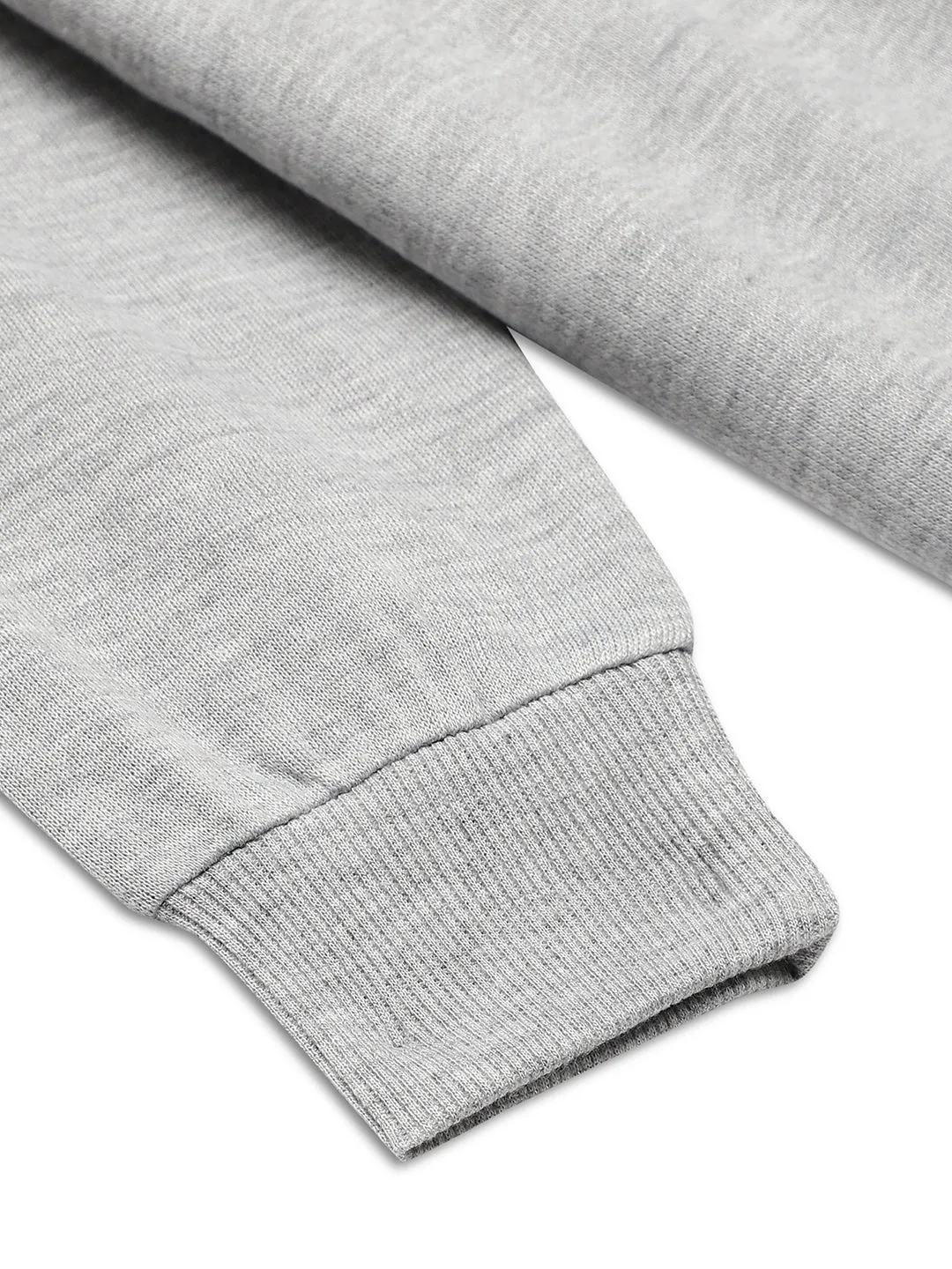 Vimal Jonney Grey Melange Printed Round Neck Cotton Fleece Sweatshirt for Kids
