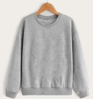 Vimal Jonney Grey Melange Solid Round Neck Cotton Fleece Sweatshirt for Men