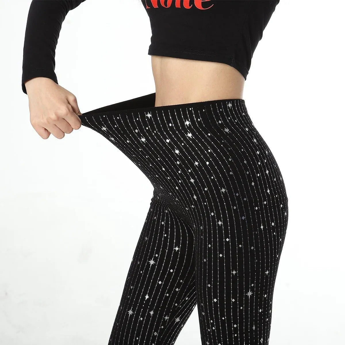 Women High Waist Leggings Trendy Flash Stripe Sequin Yoga Trousers Fall Fashion Casual Slim Fit Workout Yoga Pants