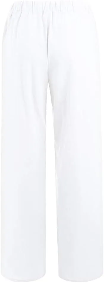 Women's 2024 Summer Pants Linen Cotton Breathable Casual Trousers Straight Wide Leg Drawstring Elastic Waist Palazzo Pants
