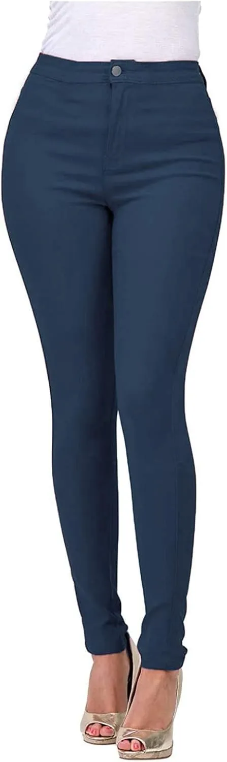 Womens Classic High Waisted Jeans Skinny Stretch Slim Fit Button Down Jeans Vintage Comfort Workout Yoga Denim Pants