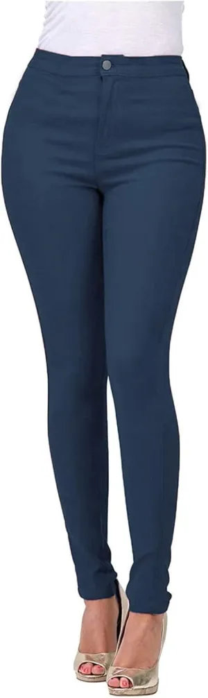 Womens Classic High Waisted Jeans Skinny Stretch Slim Fit Button Down Jeans Vintage Comfort Workout Yoga Denim Pants