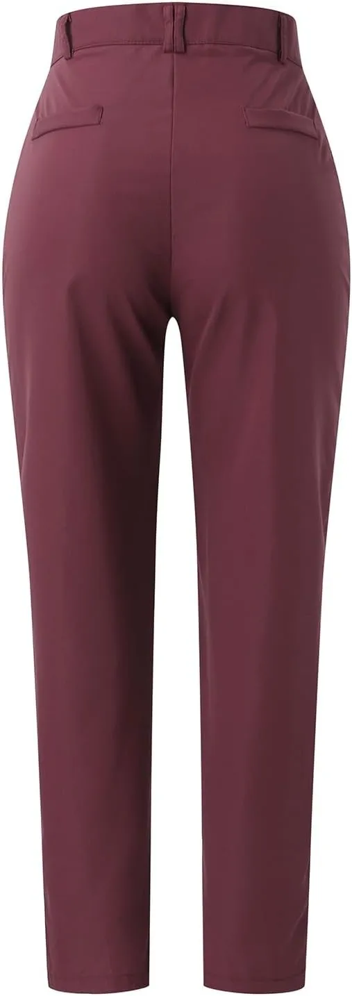 Womens Elegant Casual Daily Straight Leg Casual Pants Suit Pants Solid Color Zipper Button Trousers High Waist