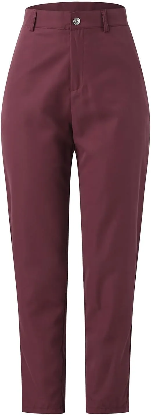 Womens Elegant Casual Daily Straight Leg Casual Pants Suit Pants Solid Color Zipper Button Trousers High Waist